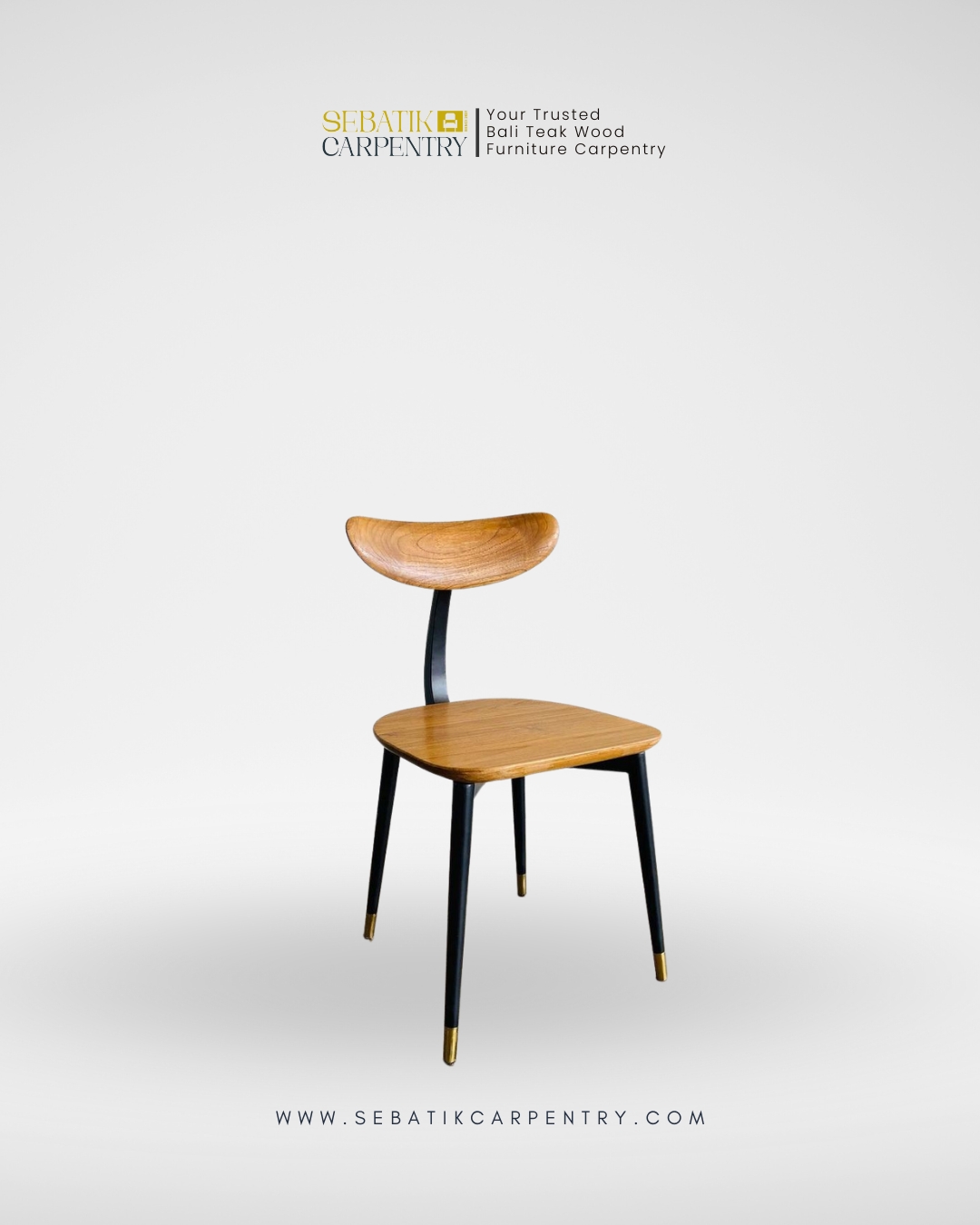 Modern Teak & Metal Dining Chair by Sebatik Carpentry