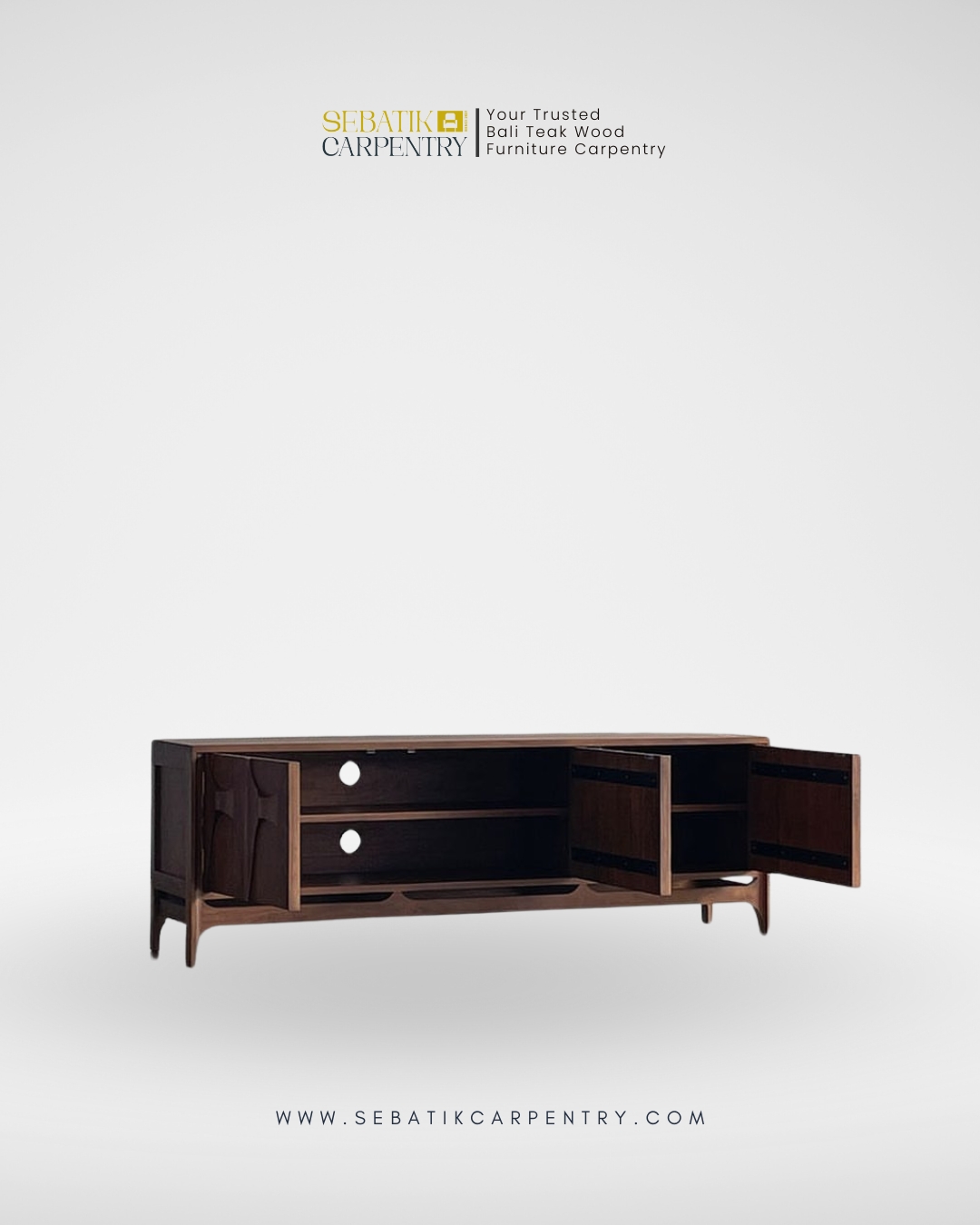 Textured Teak Sideboard by Sebatik Carpentry