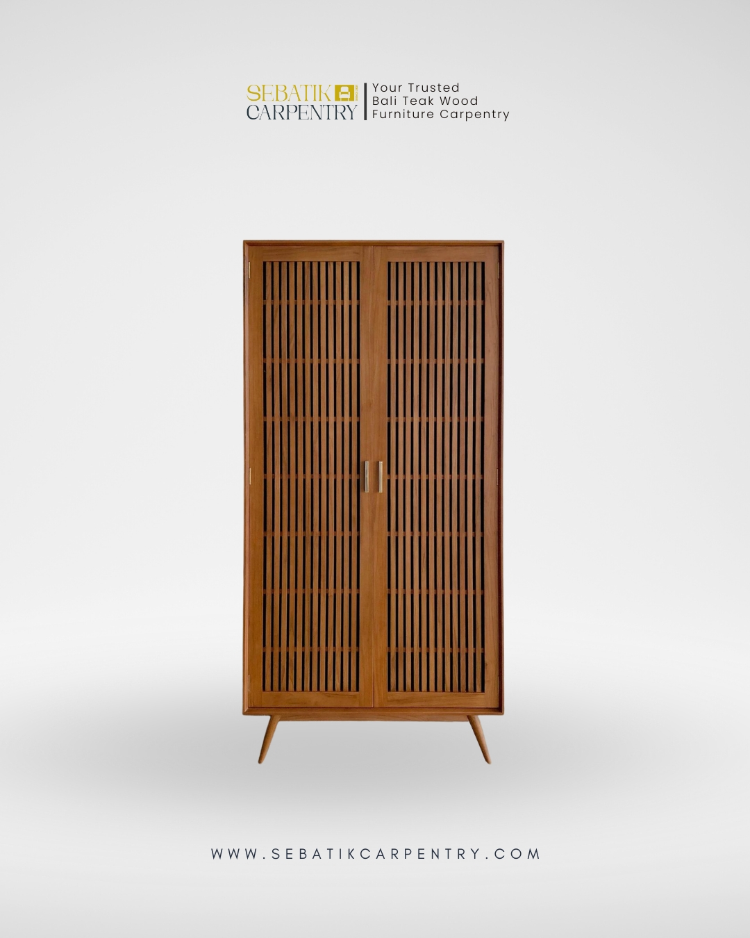Slatted Teak Wardrobe by Sebatik Carpentry