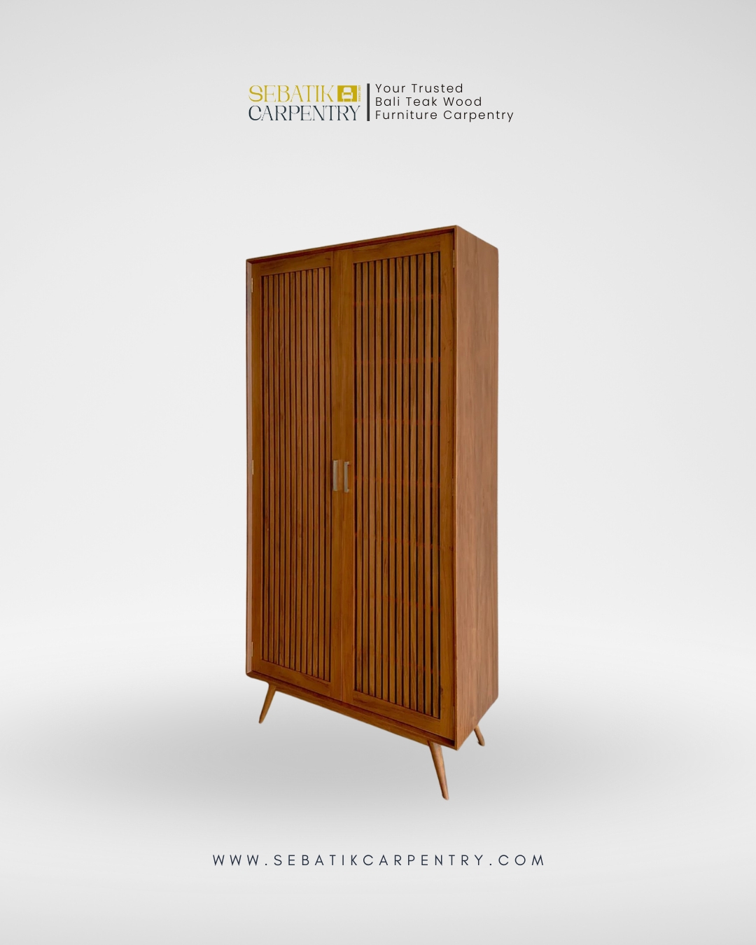 Slatted Teak Wardrobe by Sebatik Carpentry