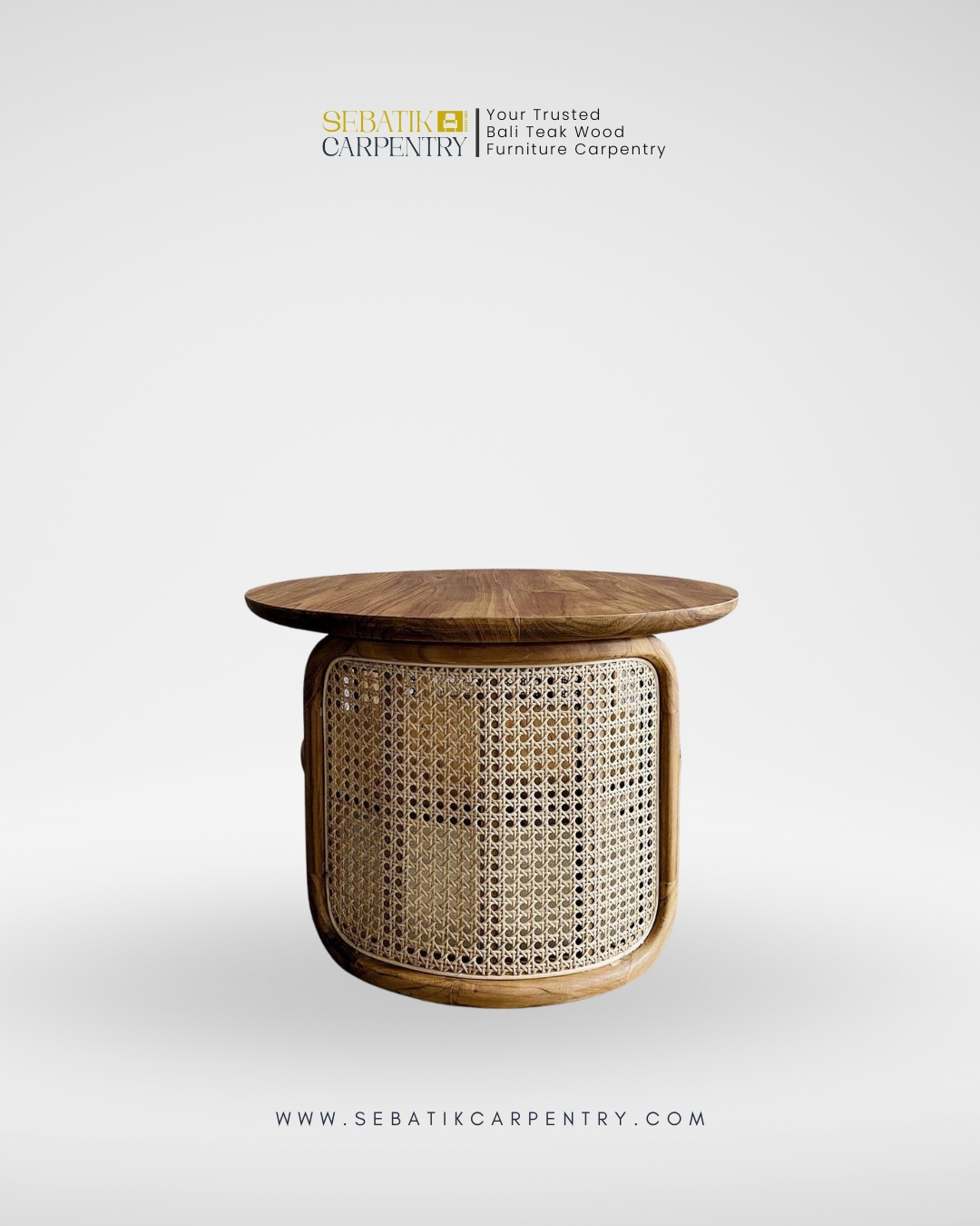 Rattan Round Coffee Table by Sebatik Carpentry