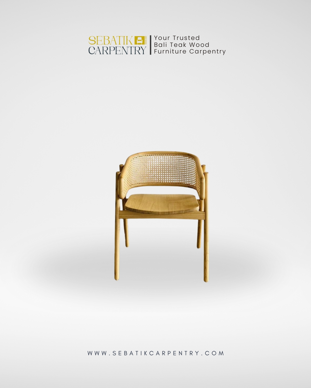 Minimalist Teak Chair with Woven Backrest