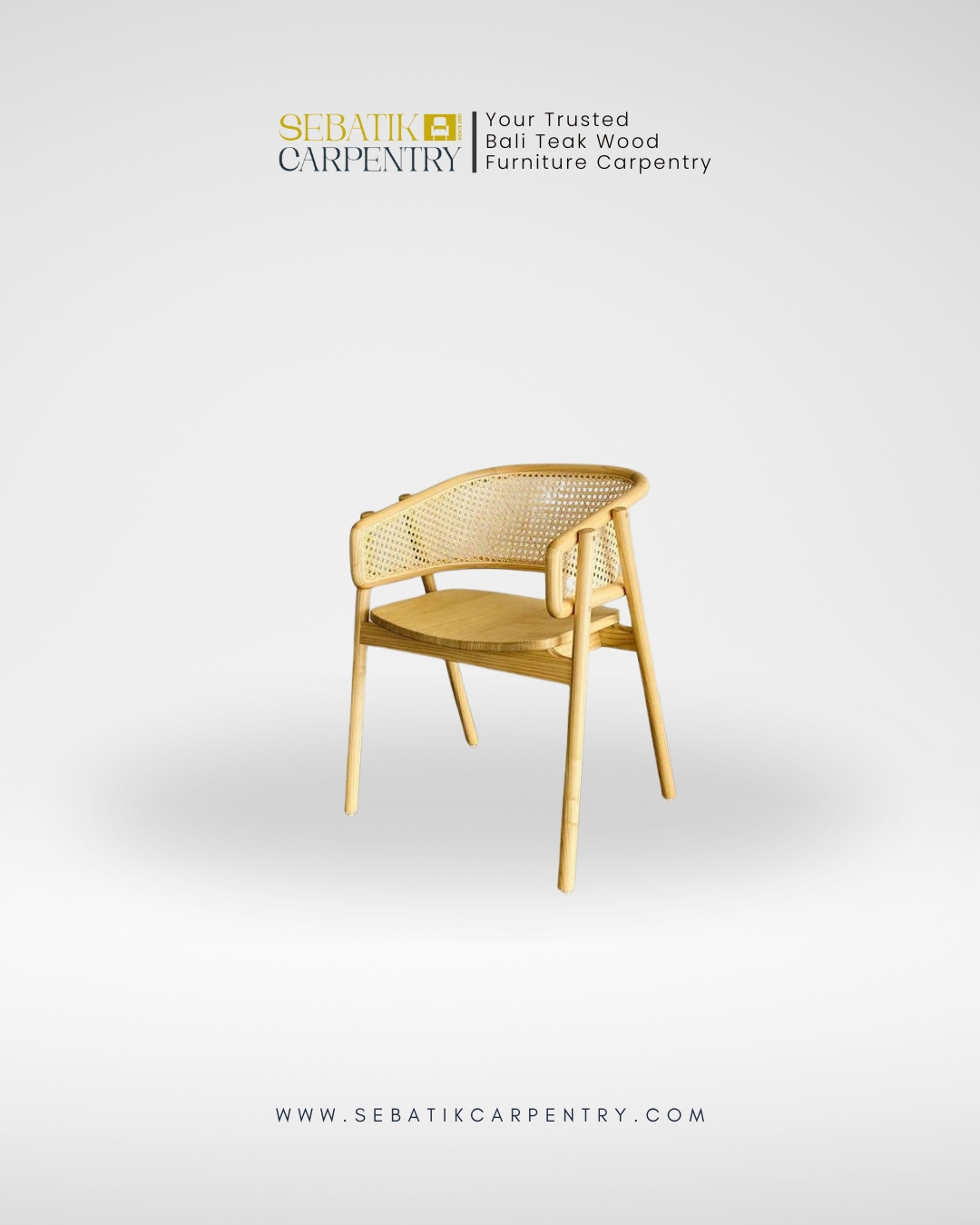 Minimalist Teak Chair with Woven Backrest