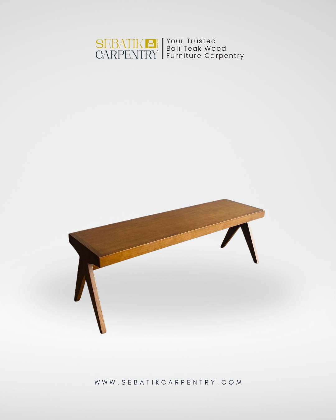 Sebatik Carpentry – Minimalist Solid Teak Wood Bench