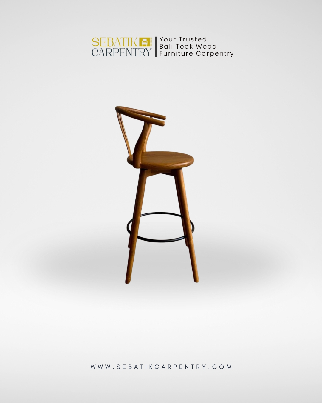 Sebatik Carpentry – Teak Wood Wishbone Bar Stool