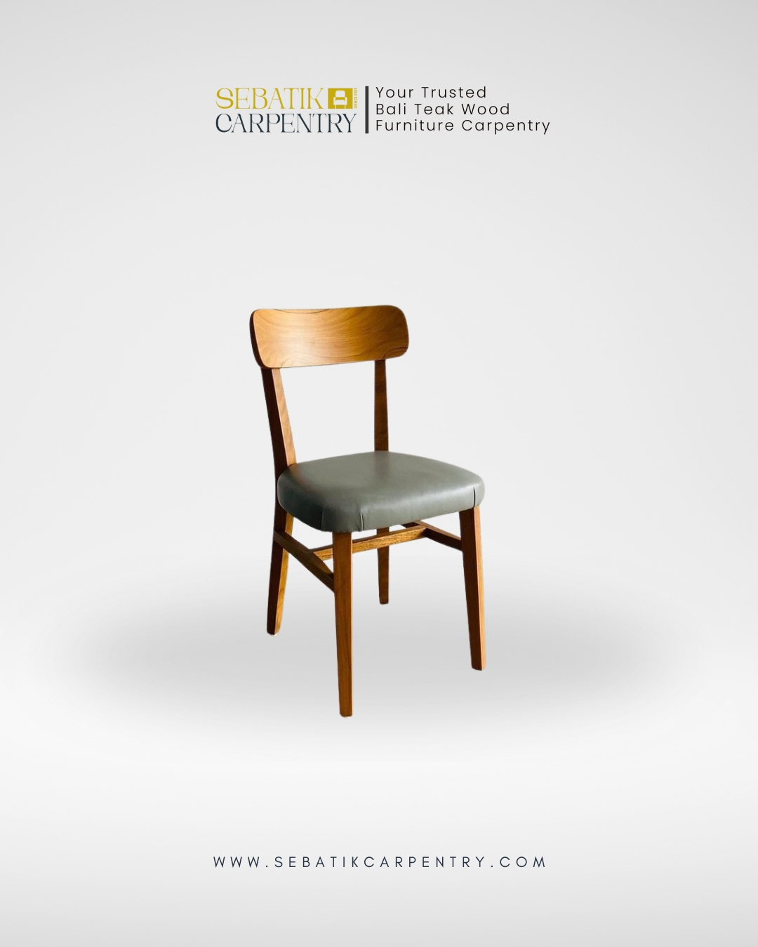 Retro Teak Dining Chair with Upholstered Seat