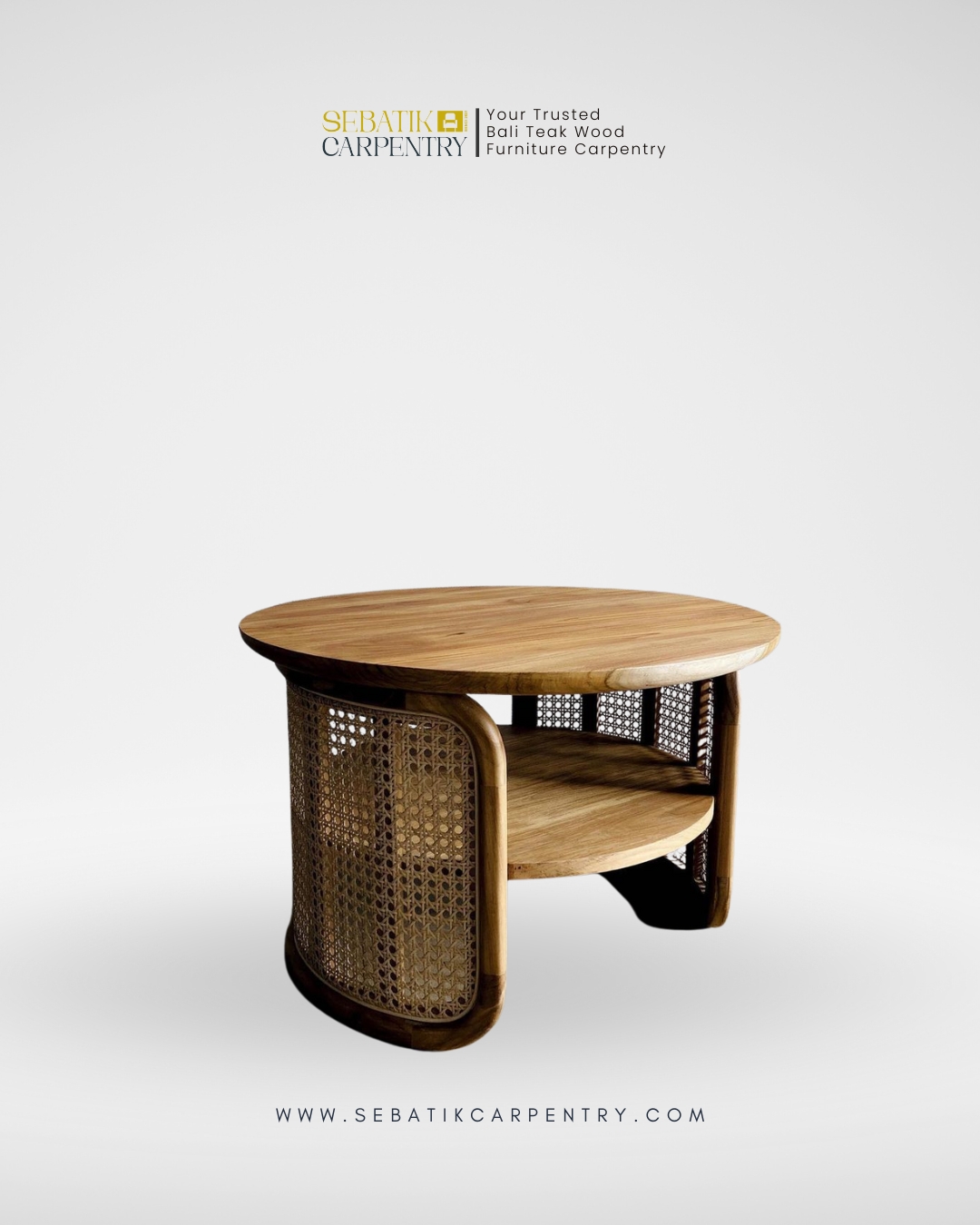 Rattan Round Coffee Table by Sebatik Carpentry