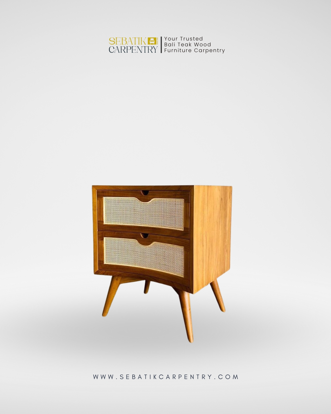 Sebatik Carpentry – Teak Wood 2-Drawer Bedside Table