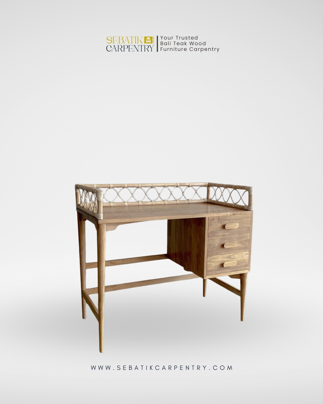 Tropical Rattan Writing Desk by Sebatik Carpentry