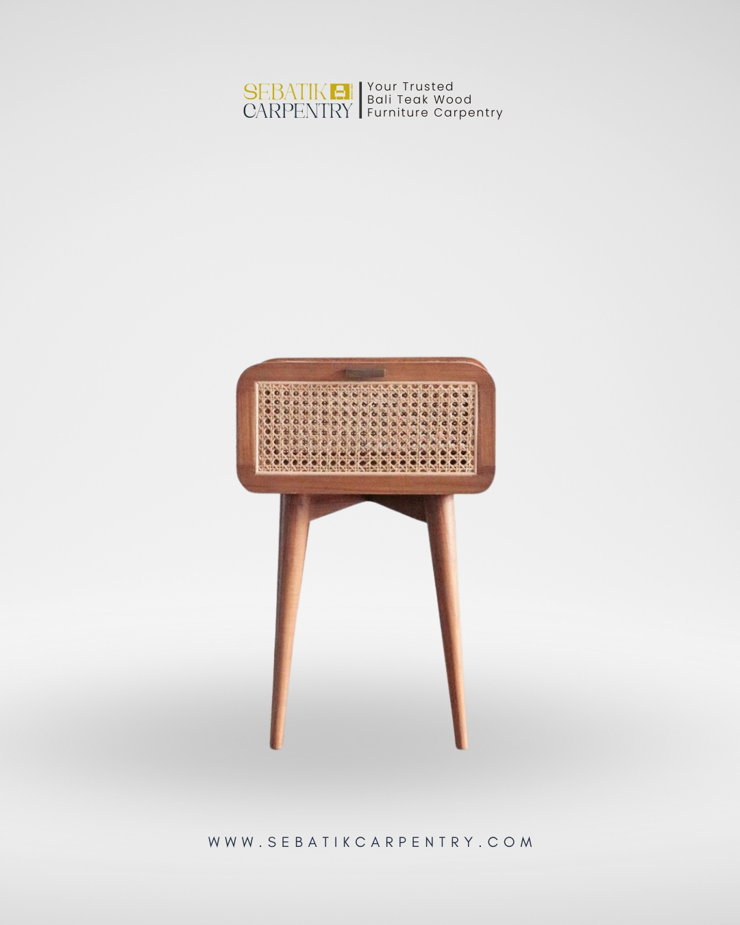 Retro Rattan Bedside Table by Sebatik Carpentry