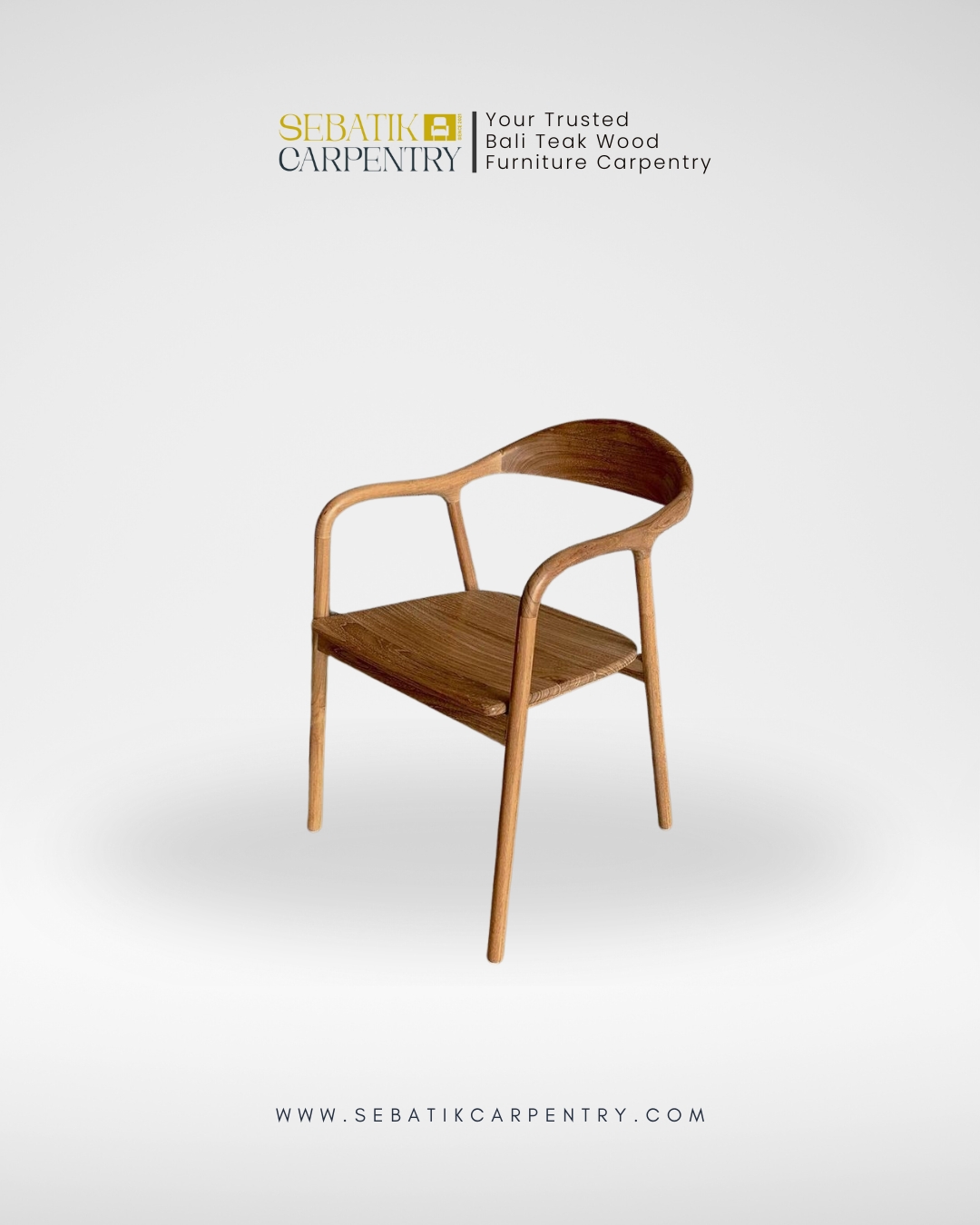Organic Minimalist Teak Armchair