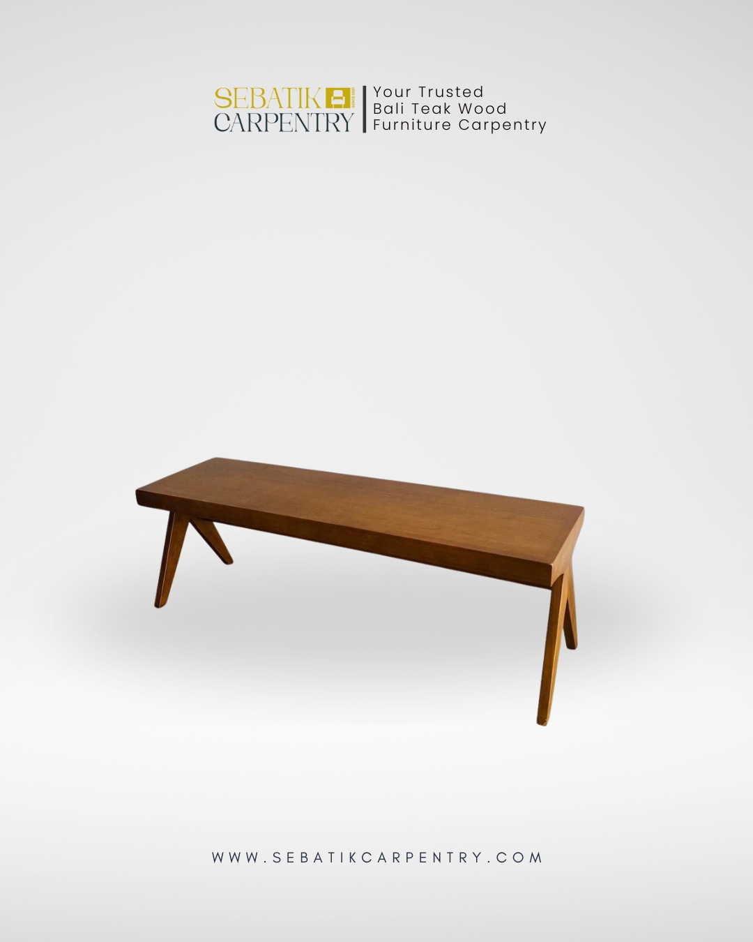 Sebatik Carpentry – Minimalist Solid Teak Wood Bench