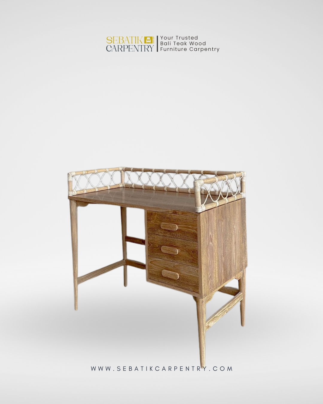 Tropical Rattan Writing Desk by Sebatik Carpentry