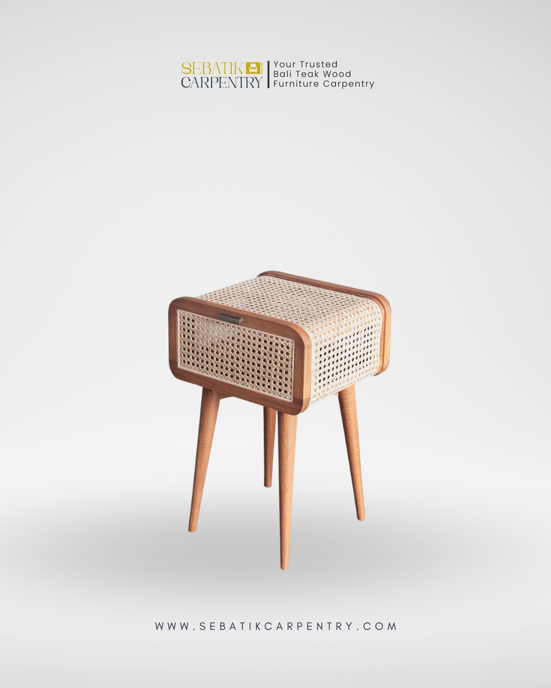 Retro Rattan Bedside Table by Sebatik Carpentry