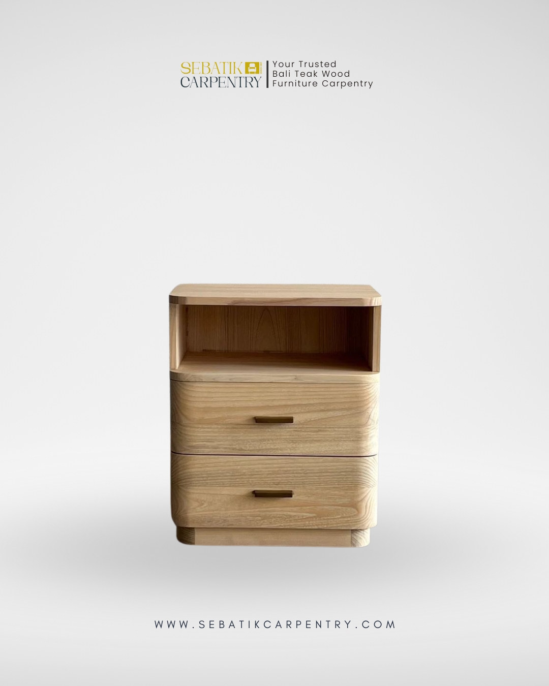 Sebatik Carpentry – Teak Wood Bedside Table with 2 Drawers