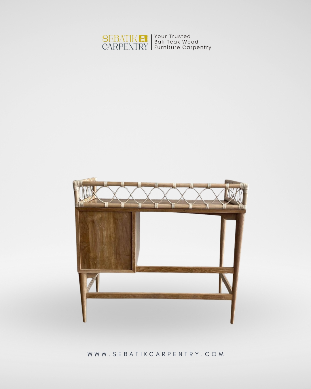 Tropical Rattan Writing Desk by Sebatik Carpentry