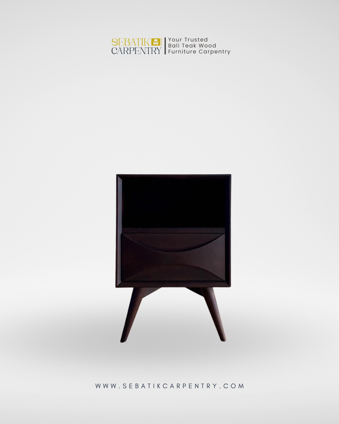 Sebatik Carpentry – Dark Teak Wood Bedside Table