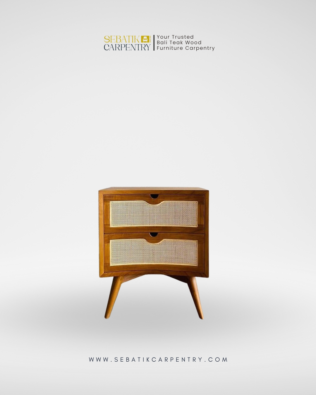 Sebatik Carpentry – Teak Wood 2-Drawer Bedside Table