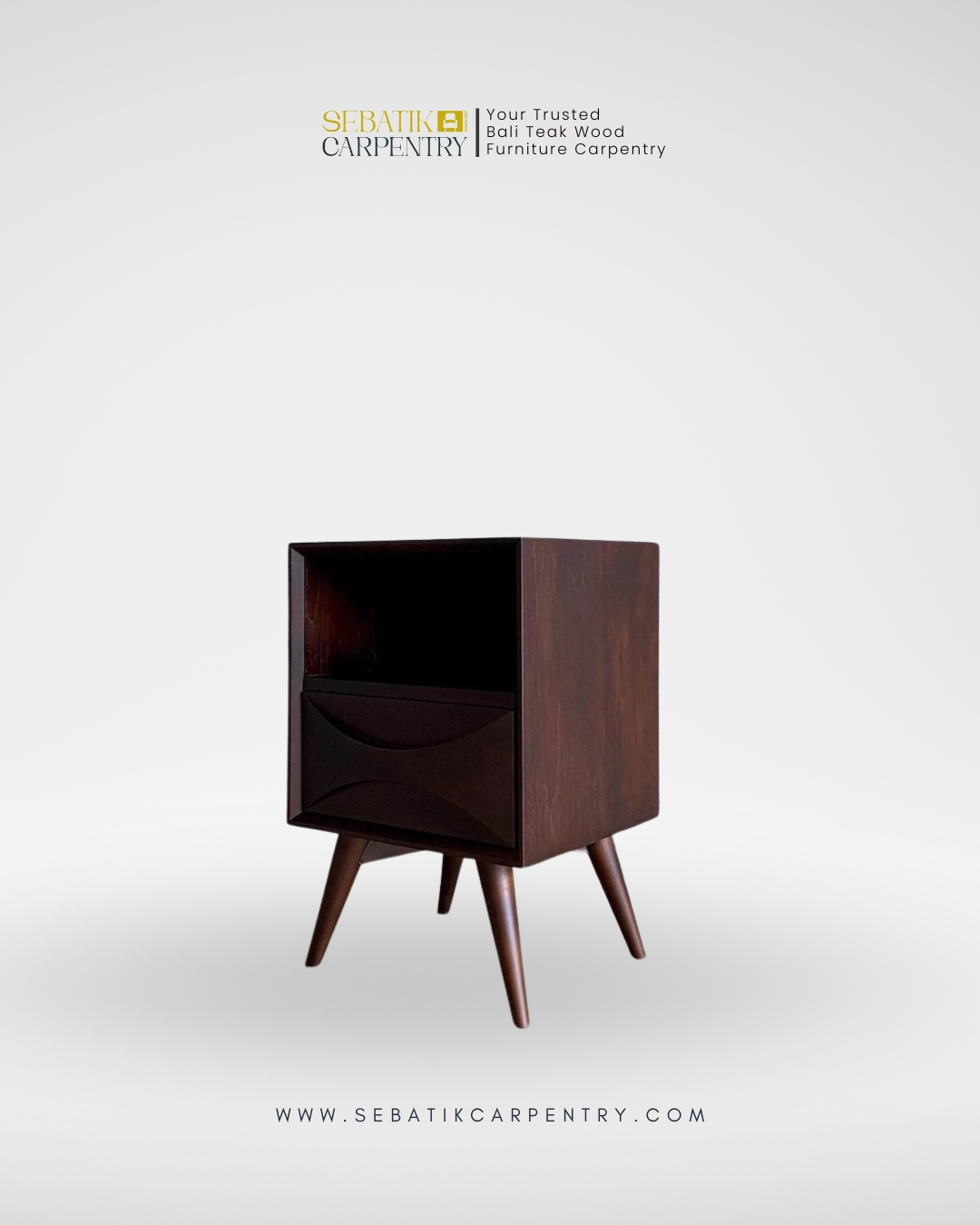Sebatik Carpentry – Dark Teak Wood Bedside Table