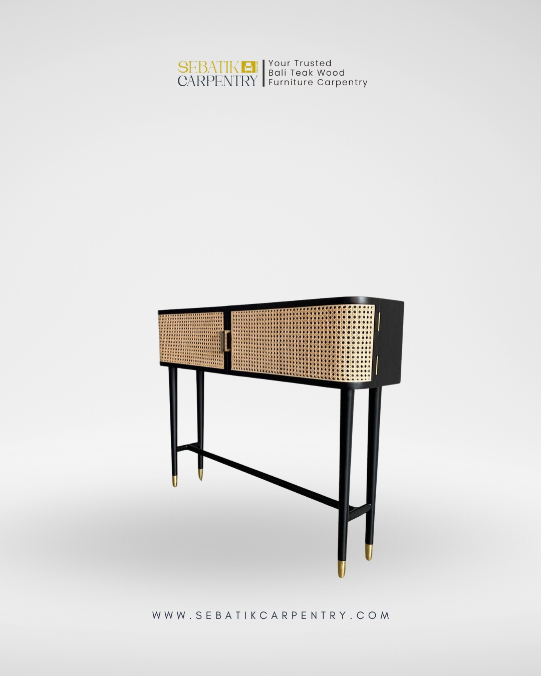 Modern Rattan Console Table by Sebatik Carpentry