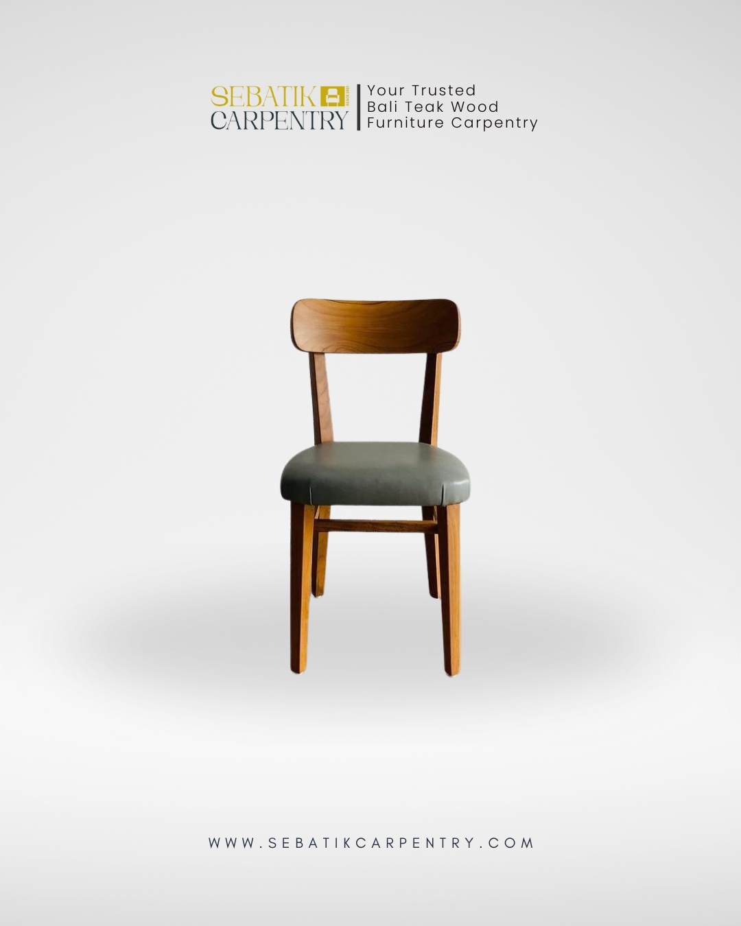 Retro Teak Dining Chair with Upholstered Seat