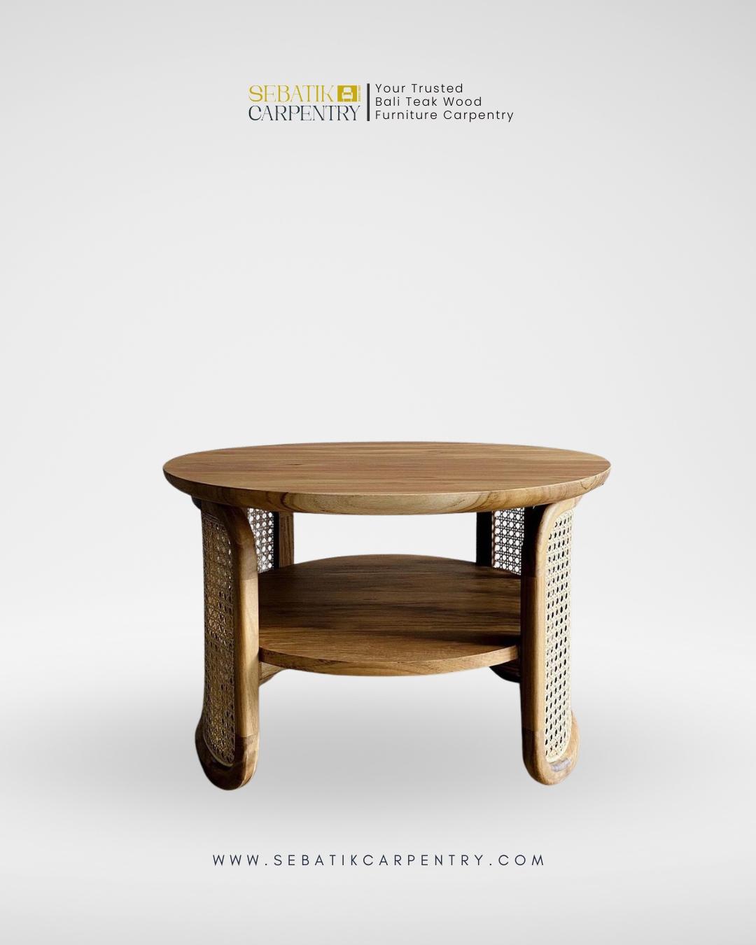 Rattan Round Coffee Table by Sebatik Carpentry