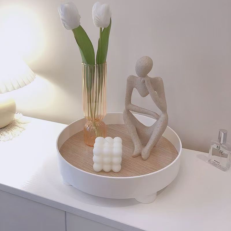 Woodgrain Round Storage Tray