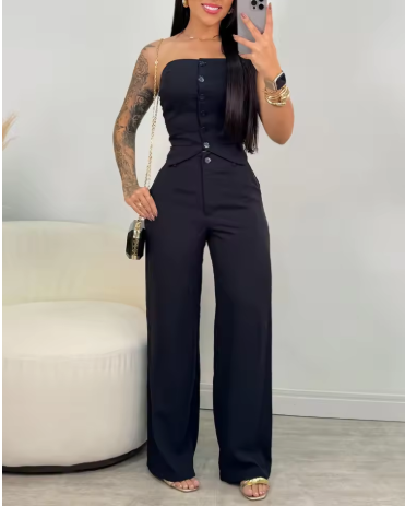 Black Strapless Jumpsuit