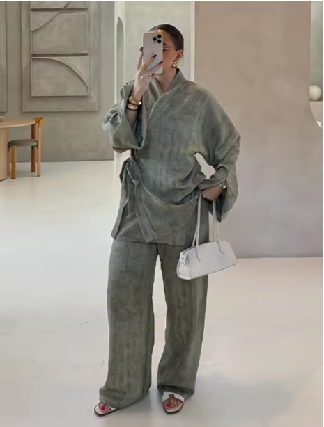 Elegant Grey Two-Piece Outfit