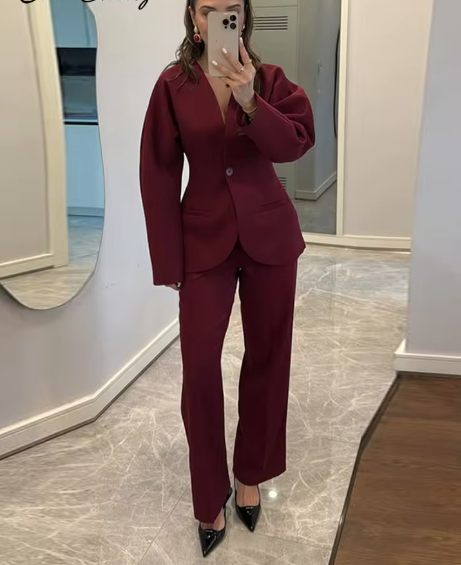 Women's Burgundy Suit