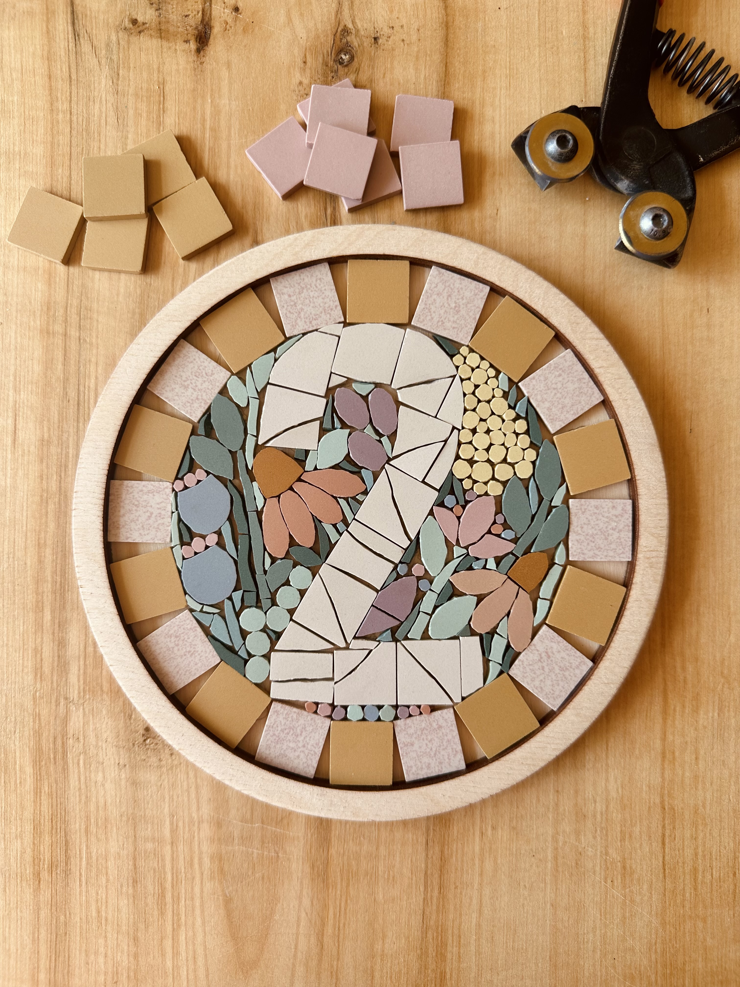 Mozaikowa Cyfra na Drzwi - Okrągła z ramką - Zestaw DIY