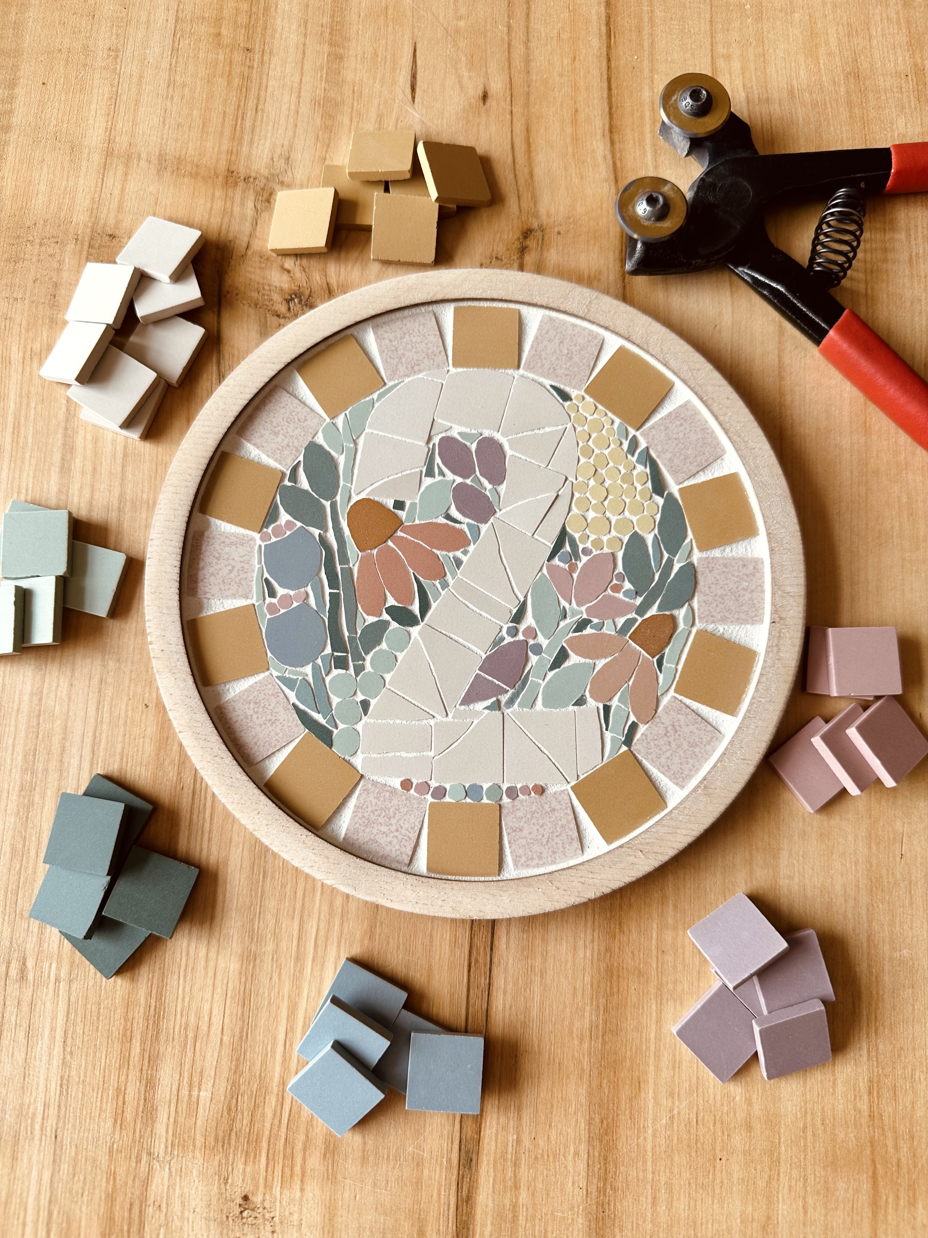 Mozaikowa Cyfra na Drzwi - Okrągła z ramką - Zestaw DIY