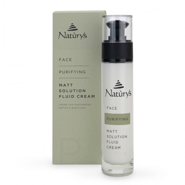 NATURYS MATT SOLUTION FLUID CREAM/ Fluidinis veido kremas su niacinamidu, bakučioliu ir peptidais, 50 ml