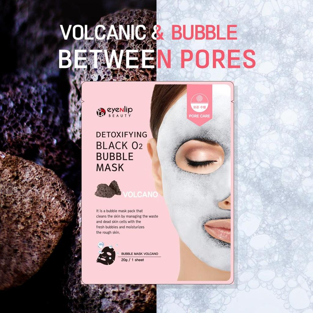eyeNlip Detoxifying Black O2 Bubble Mask Volcano  - giliai valanti deguonies veido kaukė