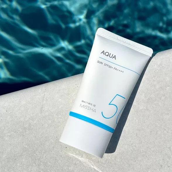 Missha All Around Safe Block Aqua Sun SPF50+ apsauginis veido kremas nuo saulės, 50 ml.