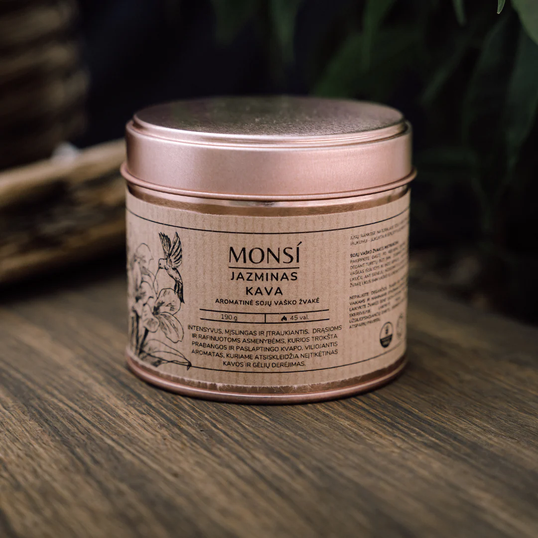 Sojų vaško žvakė - Jazminas ir kava (250ml)