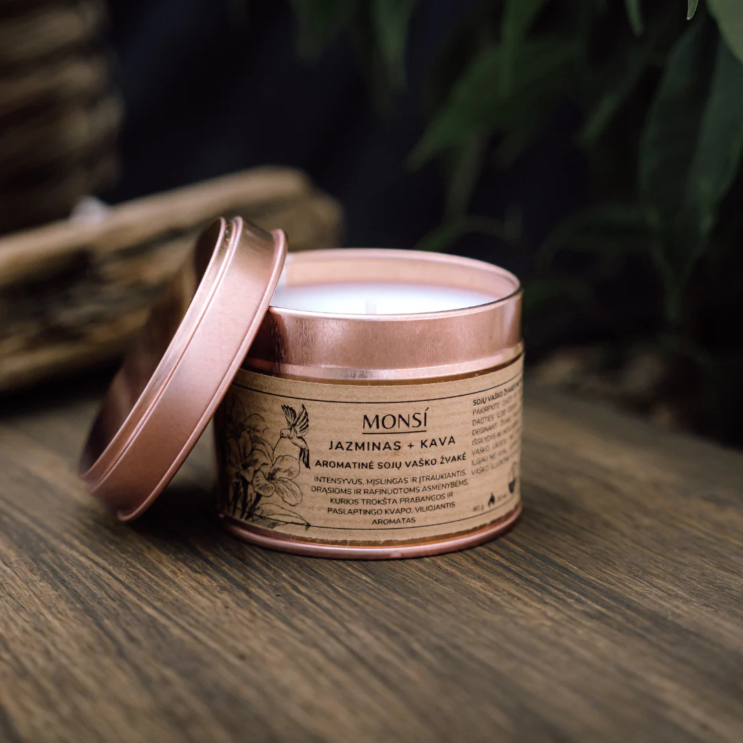 Sojų vaško žvakė - Jazminas ir kava (100ml)