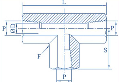 Female Tee FAV FPF/TF/8I 1/2” NPTF SS316 6000 psi