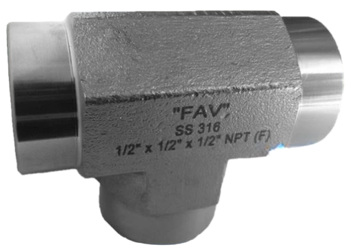 Female Tee FAV FPF/TF/8I 1/2” NPTF SS316 6000 psi