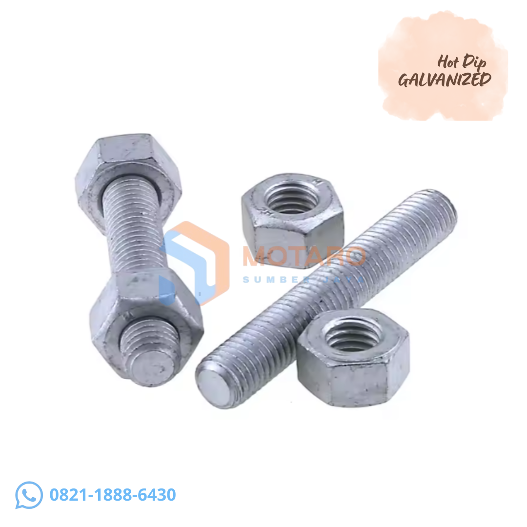 Agen Stud Bolt Hot dip Galvanis HDG ASTM A193 Grade B7 Nut: ASTM A194 Gr. 2H