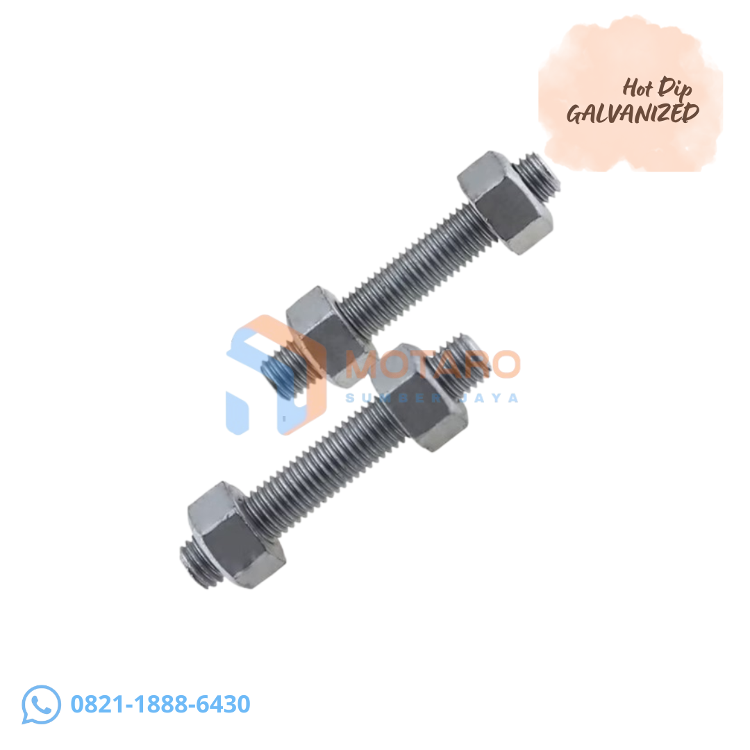Agen Stud Bolt Hot dip Galvanis HDG ASTM A193 Grade B7 Nut: ASTM A194 Gr. 2H