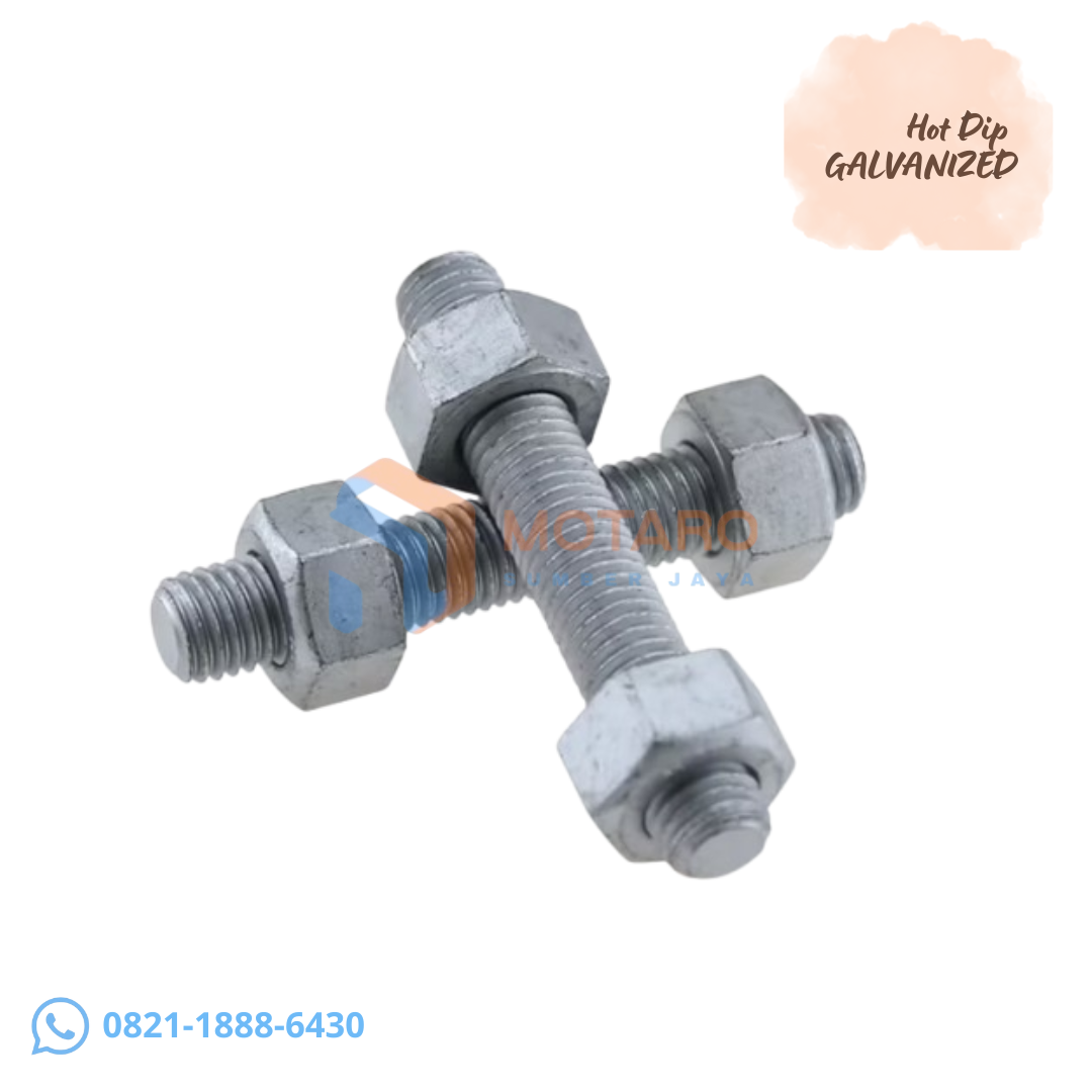 Agen Stud Bolt Hot dip Galvanis HDG ASTM A193 Grade B7 Nut: ASTM A194 Gr. 2H