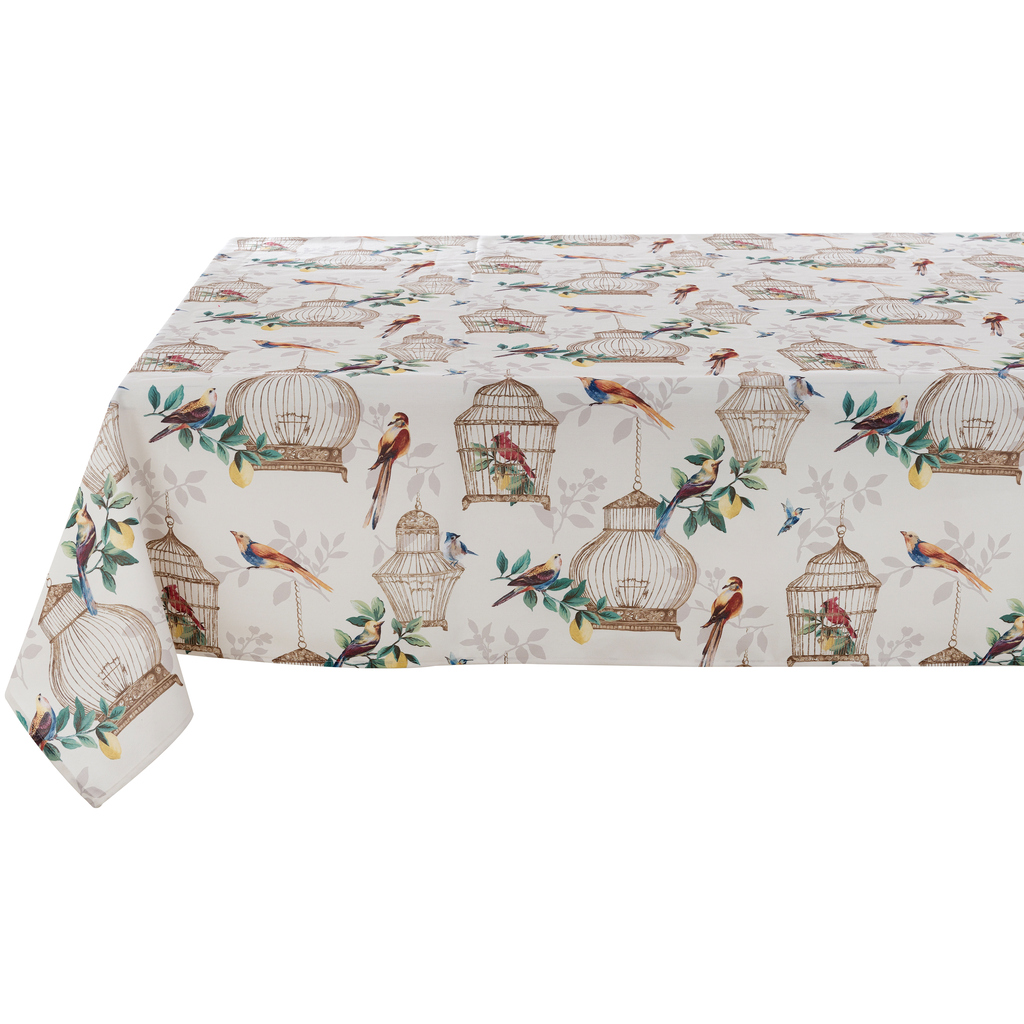Tovaglia resinata gabbiette con uccellini resinata