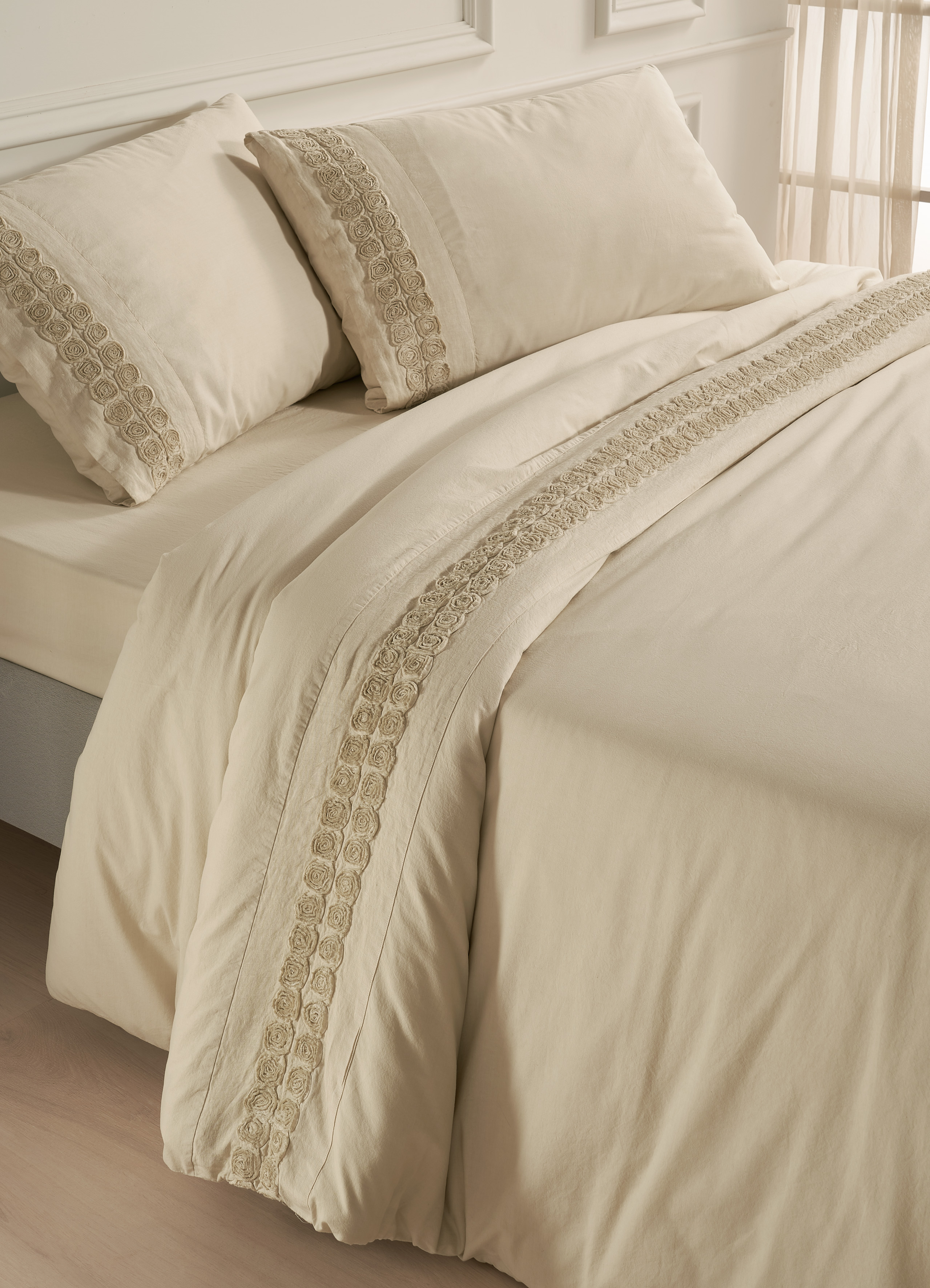 Sacco copripiumino artigianale stone wash con decoro Firenze