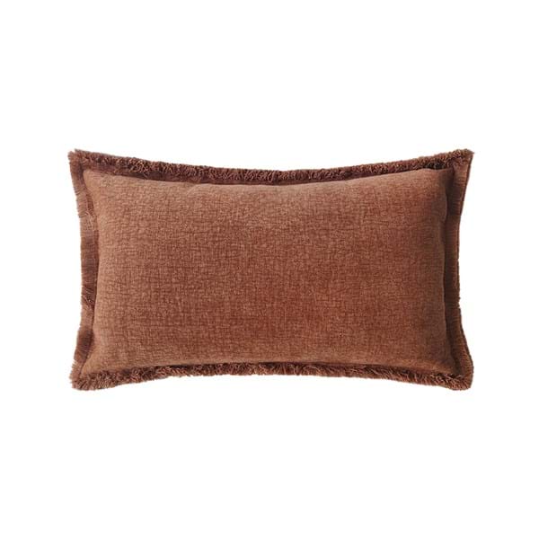 Cuscino rettangolare con bordo sfrangiato