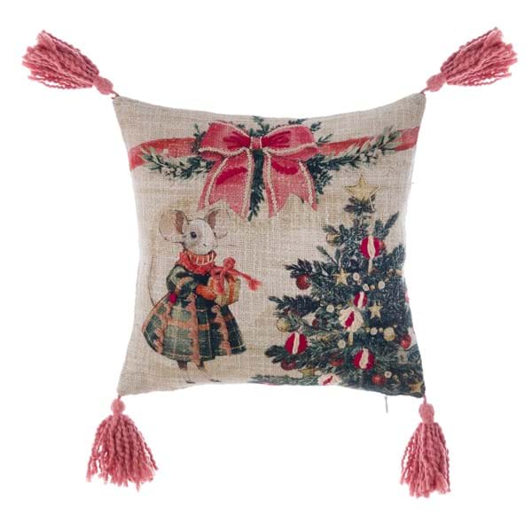 Cuscino favola di Natale con nappe Blanc Mariclo