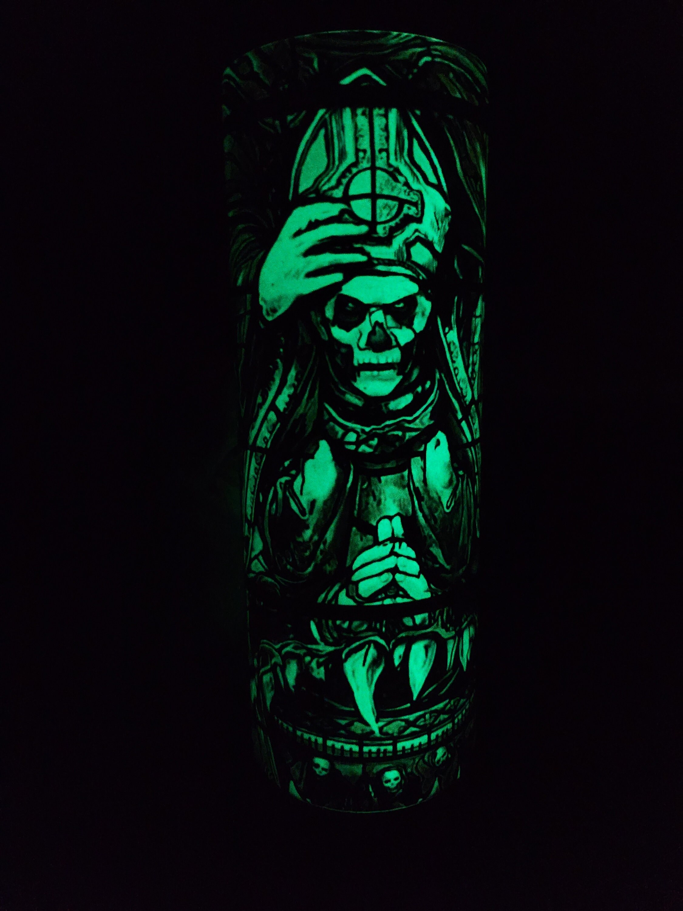 Glow-In-The-Dark Stained Glass Ghost Band Tumbler