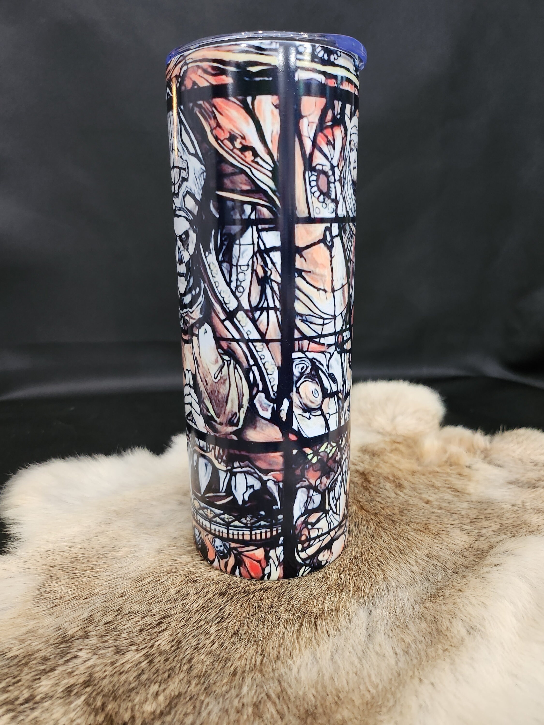 Glow-In-The-Dark Stained Glass Ghost Band Tumbler