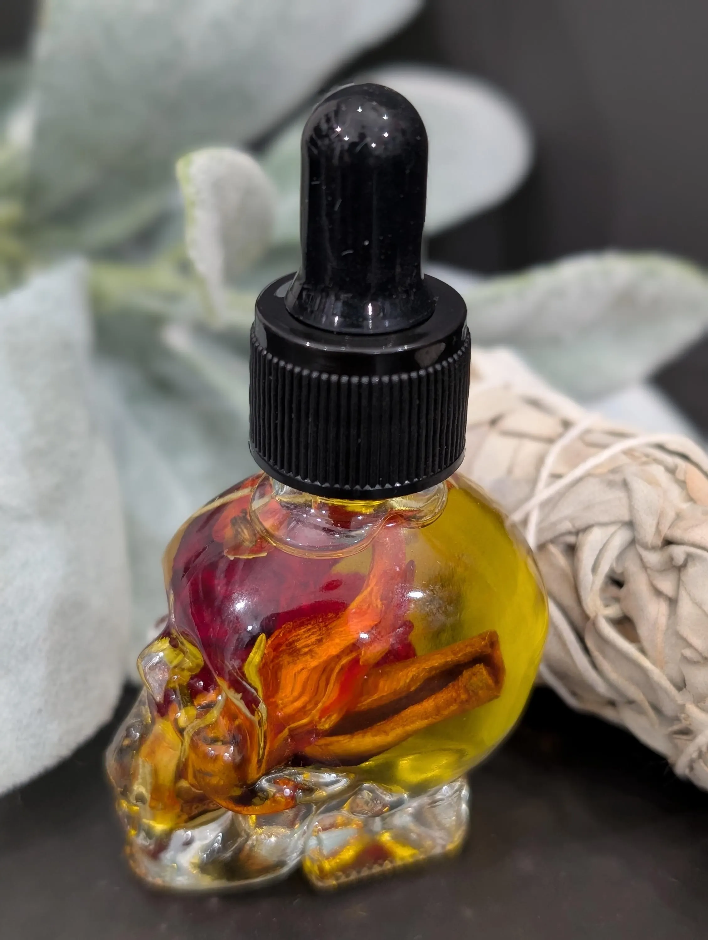 Skull-shaped Infused Oil Bottle Use For Anointing  Protection Perfume Intention