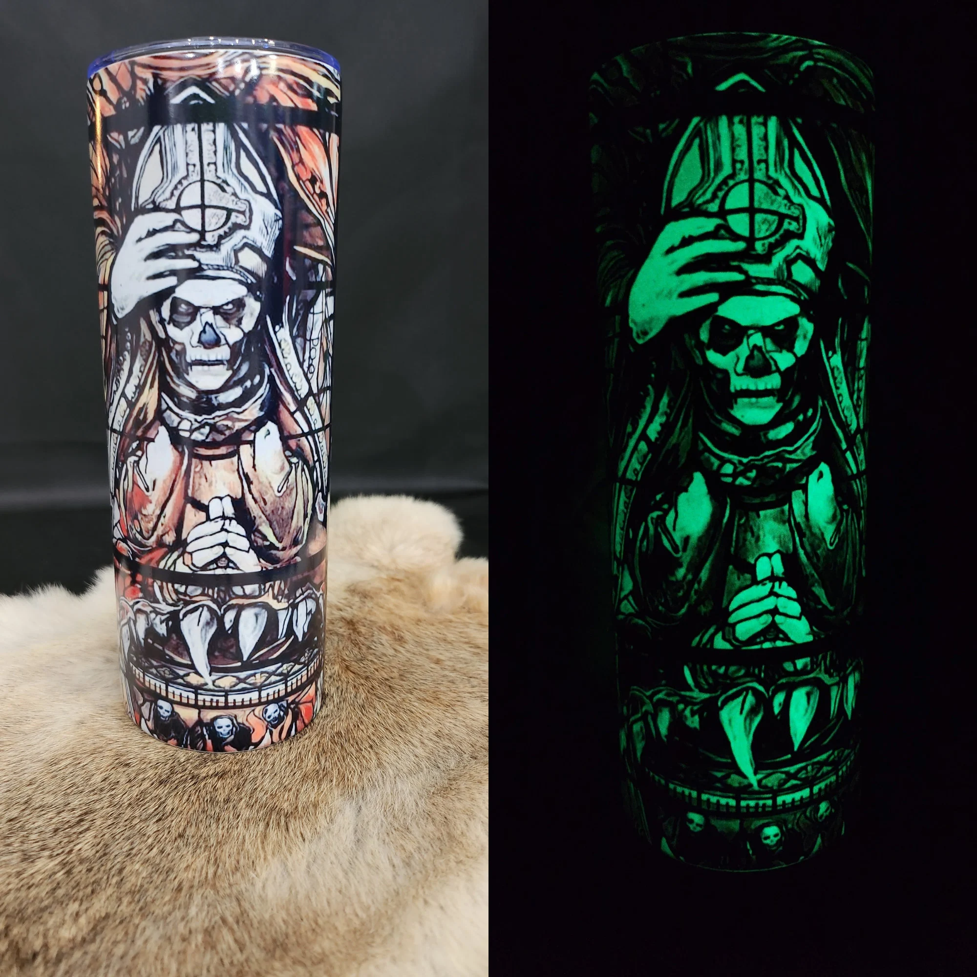 Glow-In-The-Dark Stained Glass Ghost Band Tumbler
